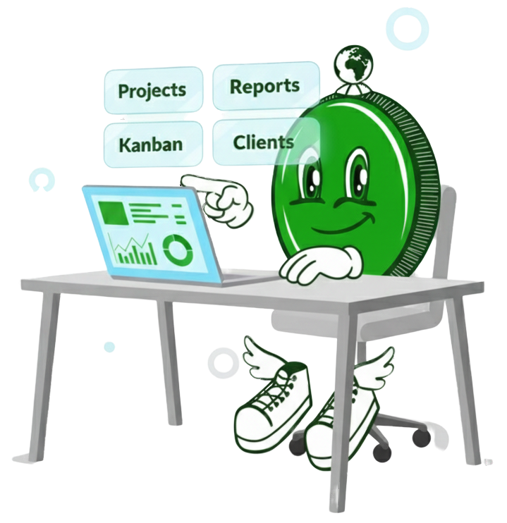 Graphic illustrating SKILL & CHILL team collaborating on IT projects